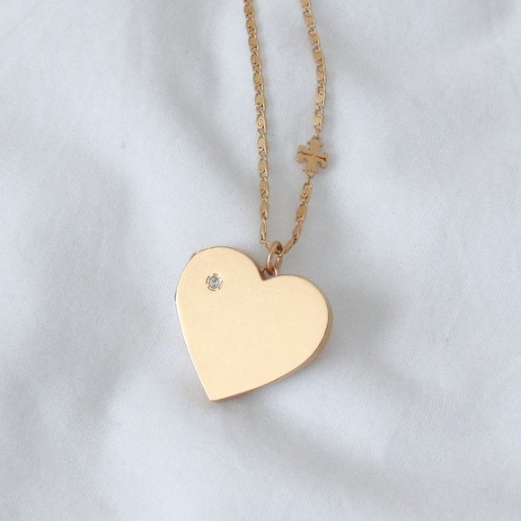 Tory Burch Jewelry - SOLD 💙 TORY BURCH Gold Heart Locket Necklace Jewel Encrusted Pendant NEW!